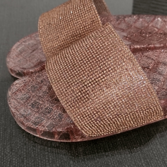 Madden Girl Jello Blush Bronze Glitter Stones Bling Jelly Slides Sandals 7 9 - Picture 11 of 16